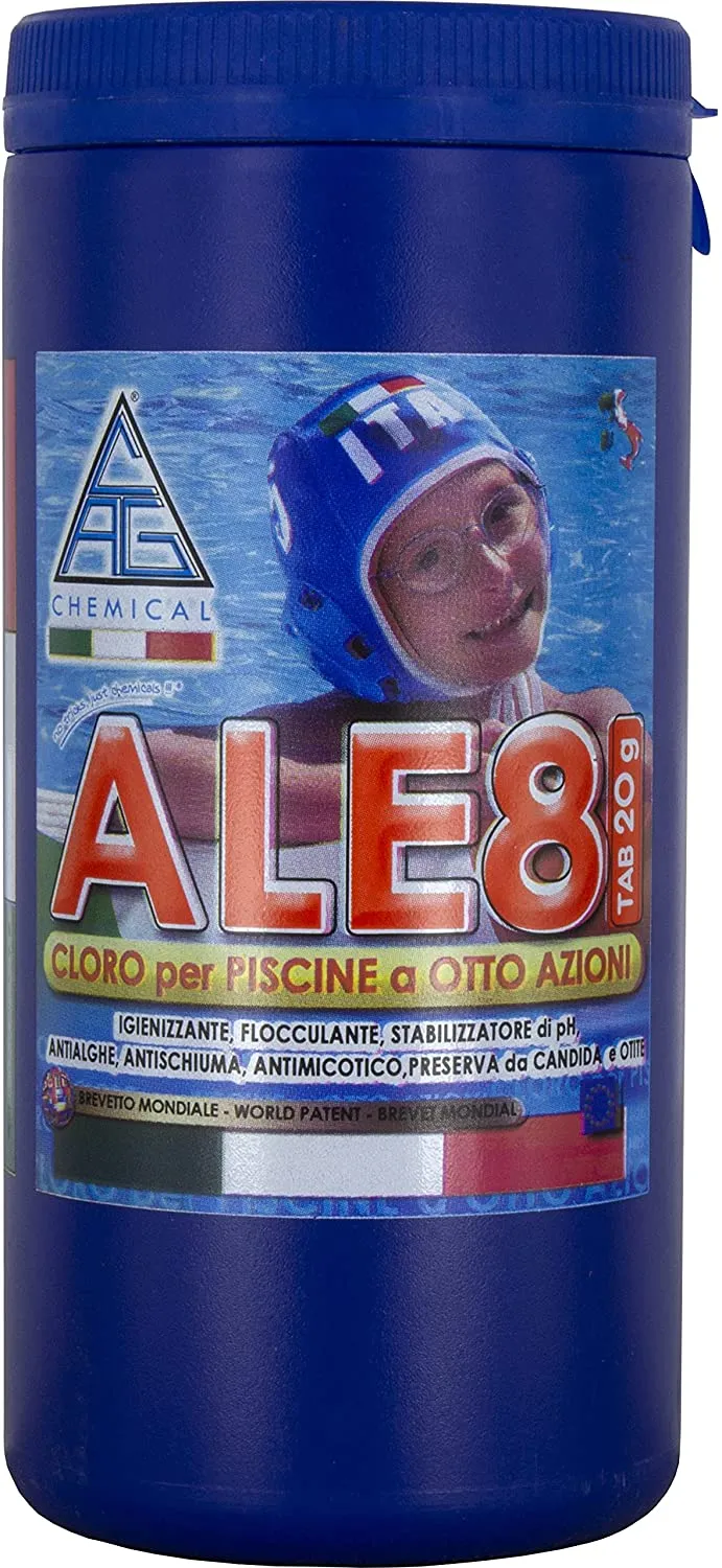 CLORO 8 FUNZIONI PER PISCINA PASTIGLIE GR.20 KG.1 ALE8 P20