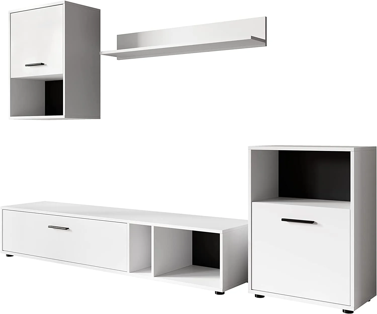 MOBILE PARETE ATTREZZATA HALO TV160x35x31VET70x30x50PEN68x30x50MEN100x17x15cm BIANCO