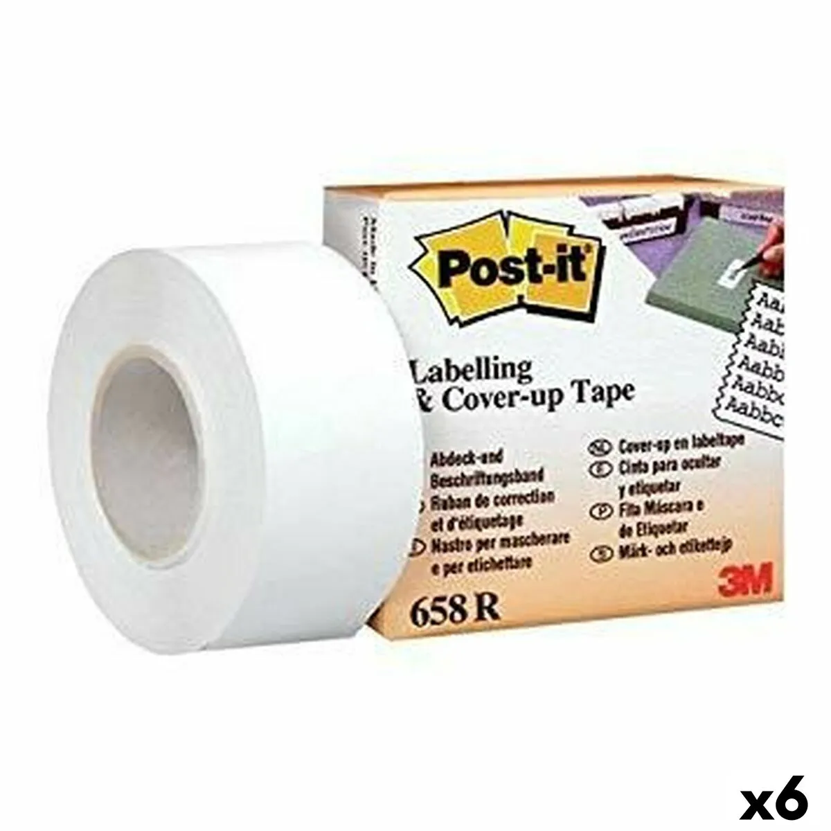 Nastro Adesivo Post-it 658R Bianco 25,4 mm x 17,7 m (6 Unità)