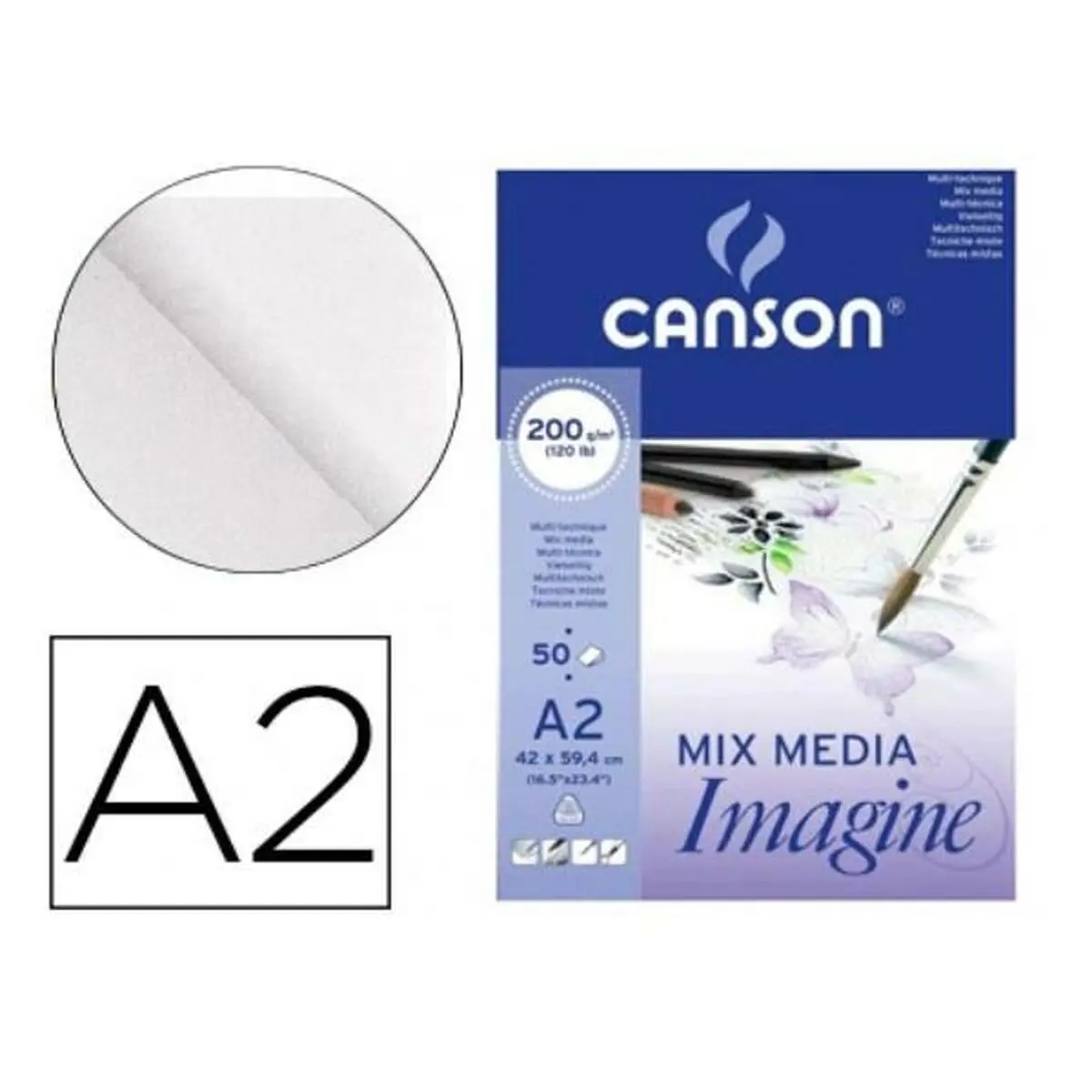 Blocco da disegno Canson C200006003 Bianco A2 Carta 50 Fogli 120 g/m²