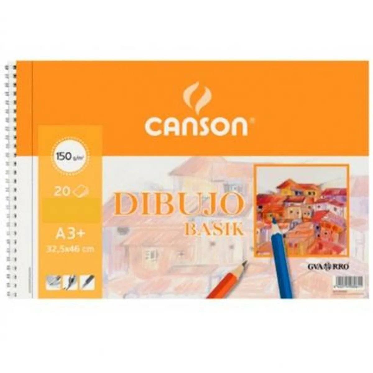 Blocco da disegno Canson Basik Liscio Microforata 150 g 20 Foglie 10 Unità Spirale (32,5 x 46 cm)