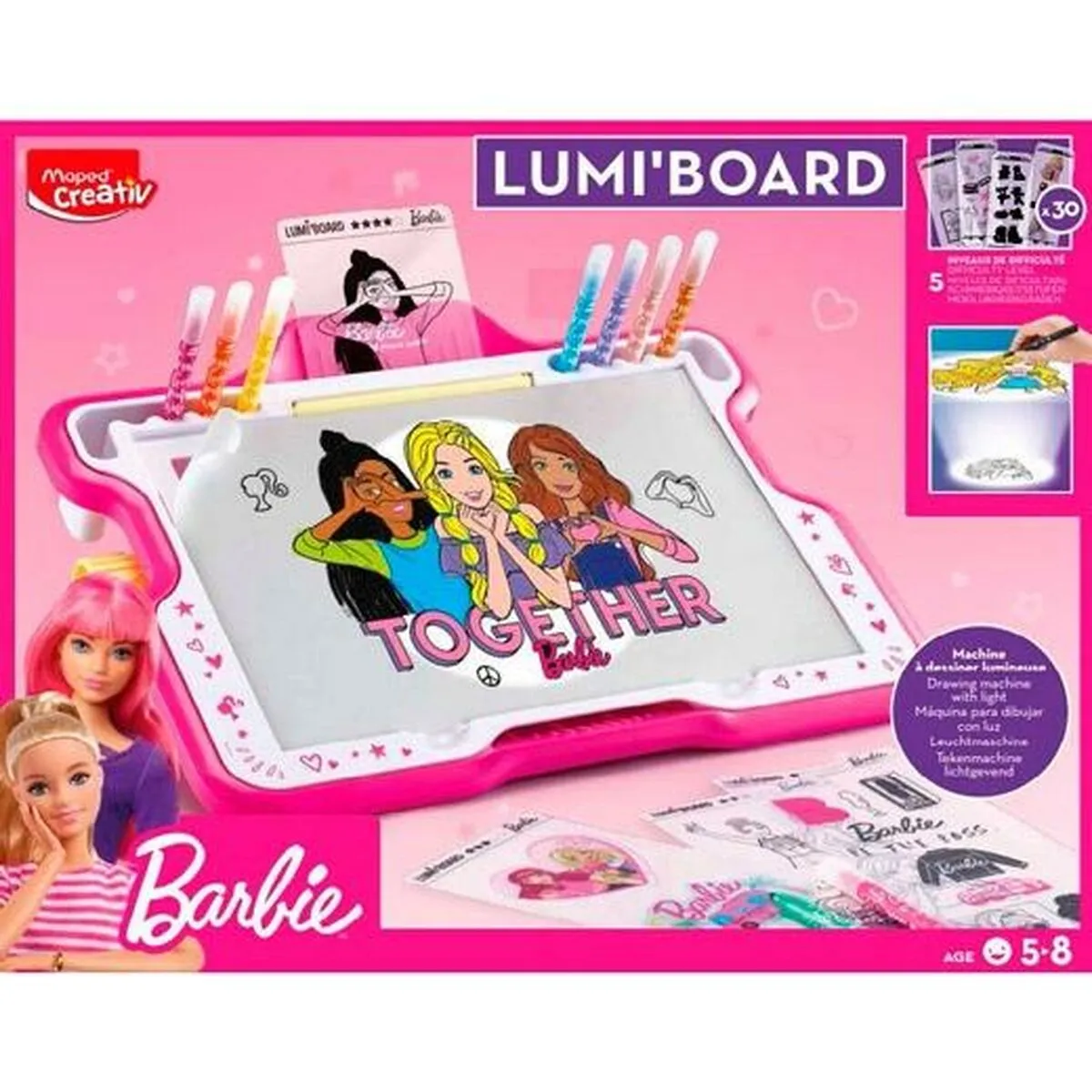 Set da Disegno Maped Lumi´Board Barbie Rosa