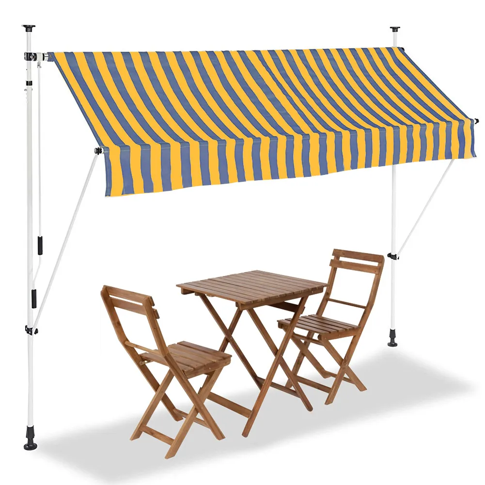 Tenda Sole Balcone Estensibile Parasole Avvolgibile Esterno Gambe 250cm Giallo