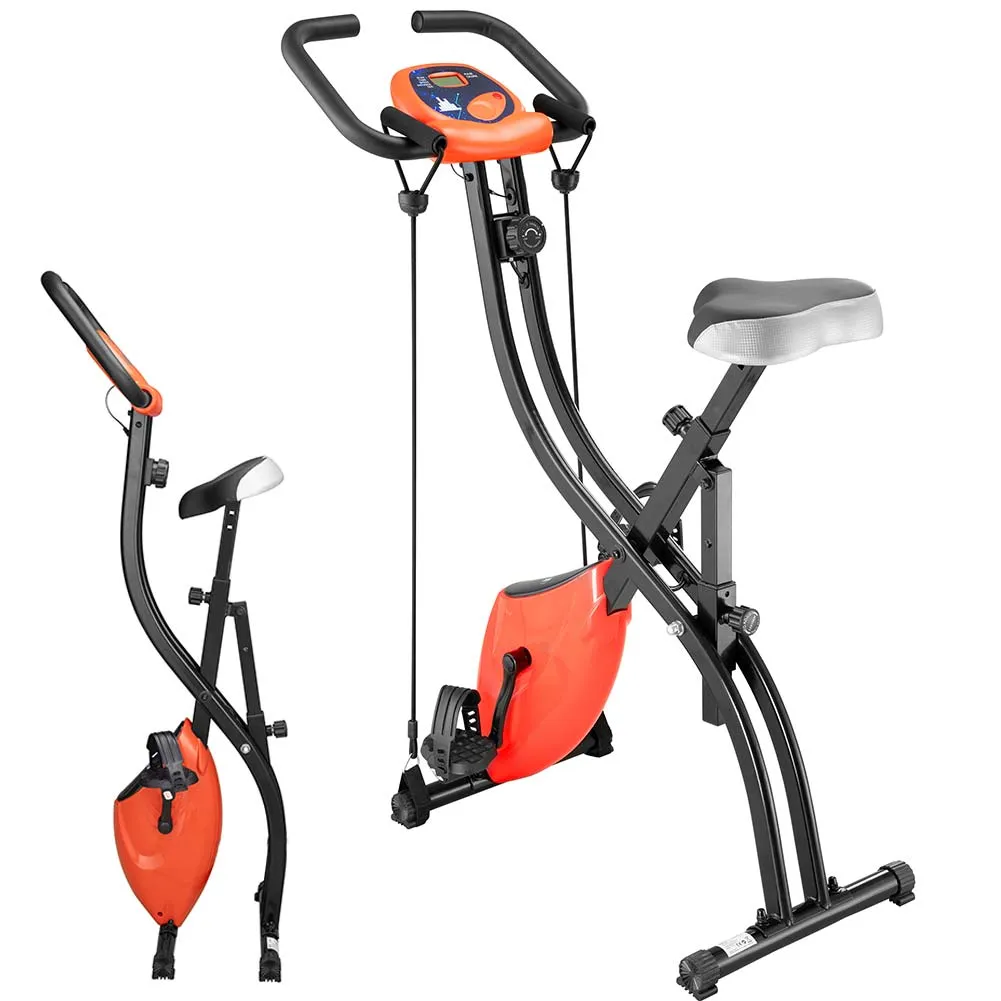 Cyclette Pieghevole Fitness Bici Allenamento Cardio Bike Spinning con Eastici