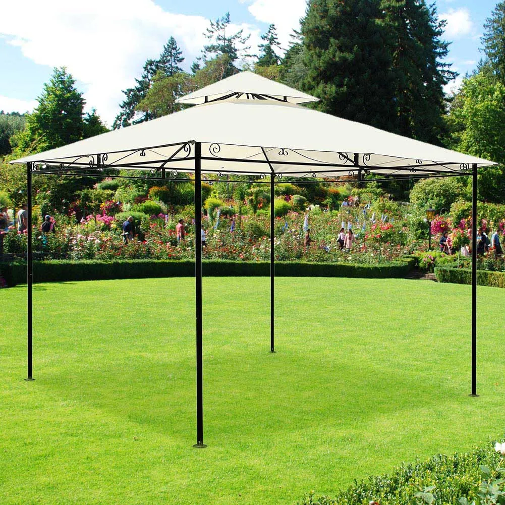 Gazebo Giardino 3x3 mt in Metallo con Telo Tendone Party Antipioggia PVC Beige