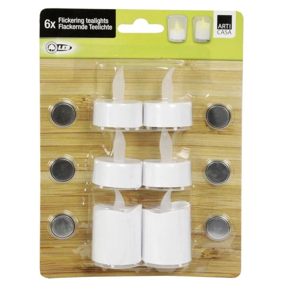 6 Candele a Led Elettriche Tealight Luce Calda + 6 Batterie CR2032 Grundig