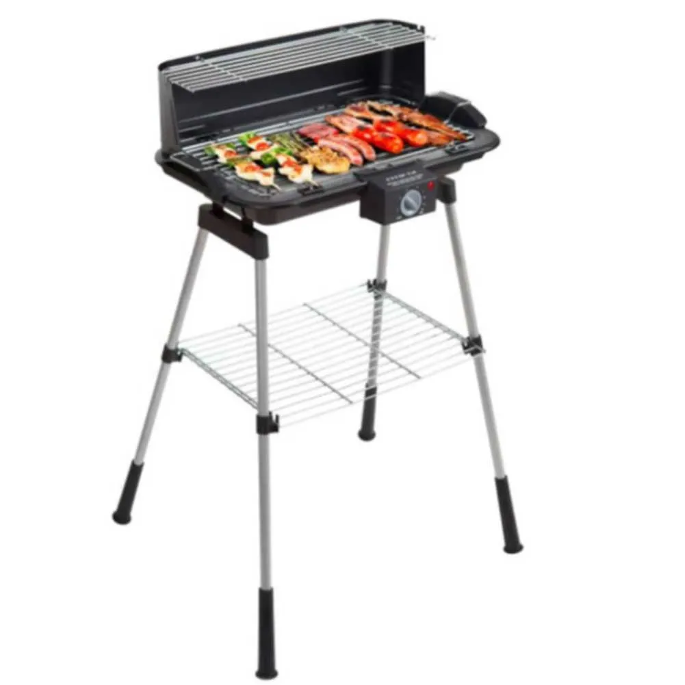 Barbecue Elettrico BBQ Supporto Griglia Bistecchiera Elettrica con Ripiano 2200W