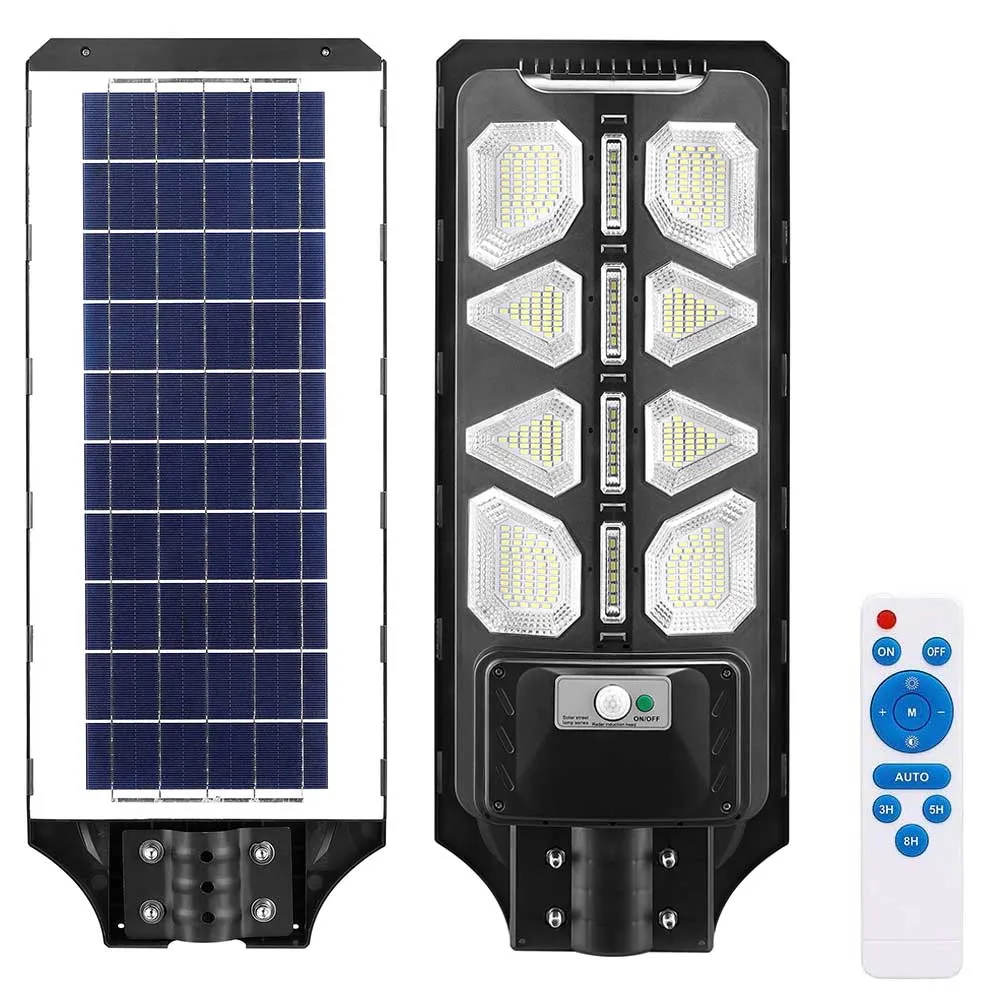 Lampione Stradale Faro LED 120W Solare Esterno Sensore Movimento Telecomando