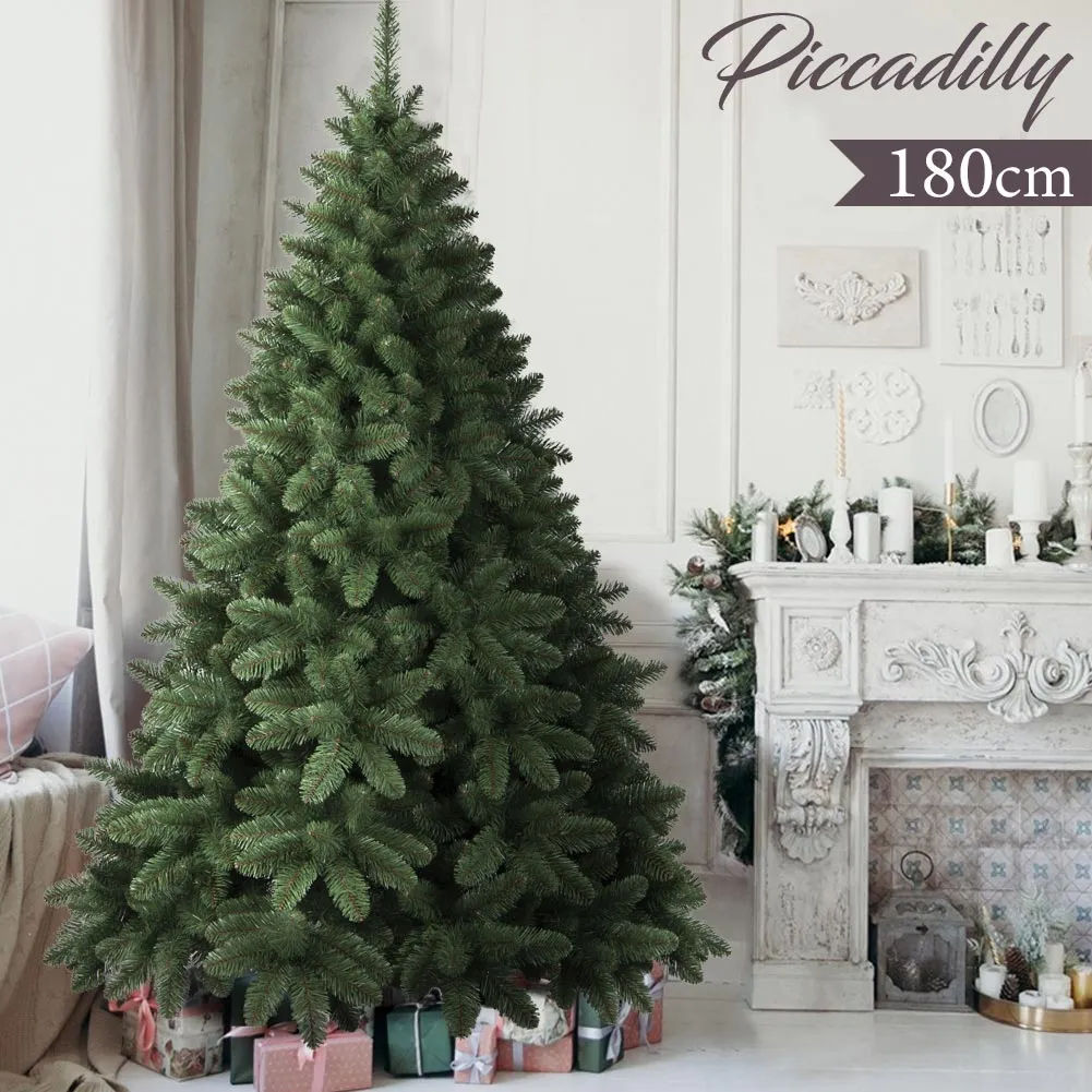 Albero Di Natale 180cm Piccadilly Super Folto 502 Rami Pino Verde Base Croce