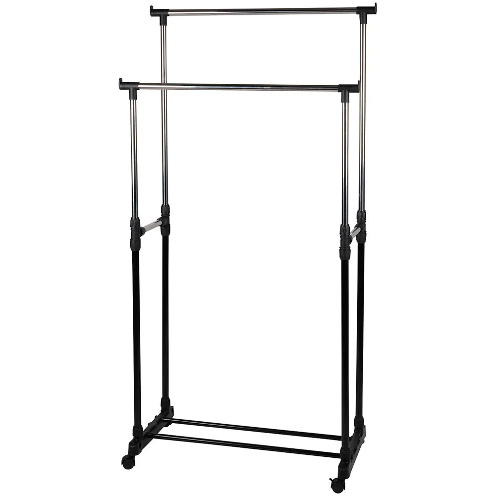 Stand Appendiabiti Allungabile Telescopico Doppio con Ruote 42x75x158 cm