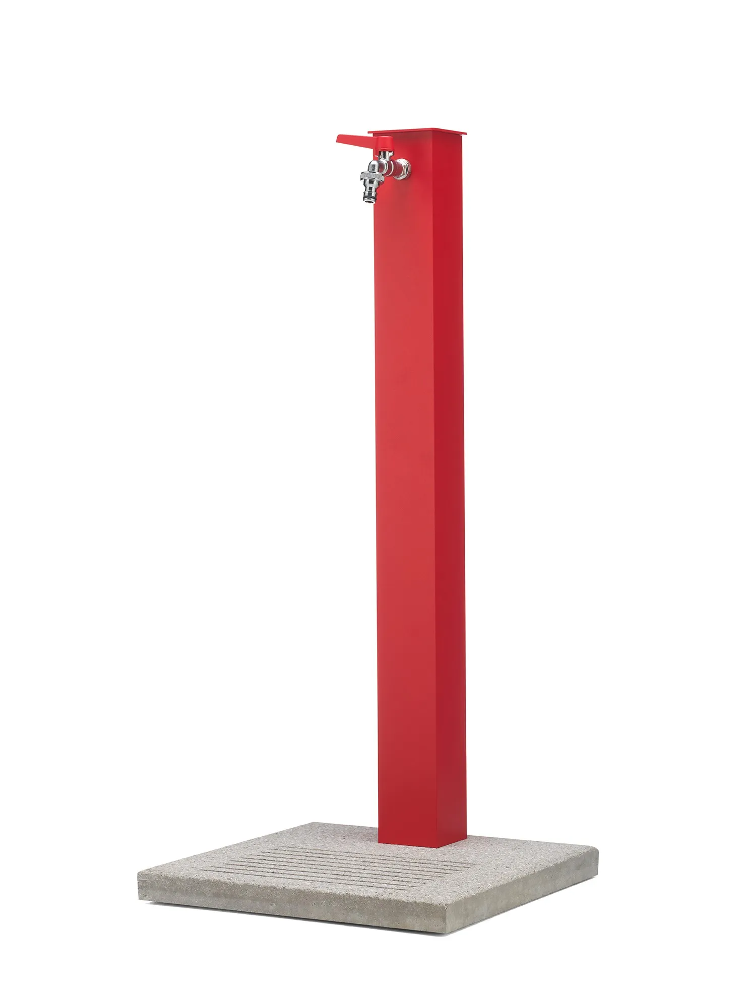 Fontana da Giardino con Rubinetto e Base in Cemento Colore Rosso H91 Cm