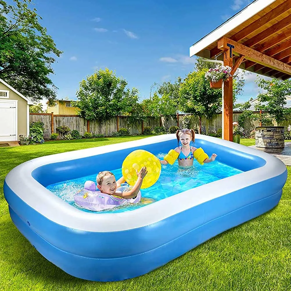 Piscina Gonfiabile Family 2 Anelli Rettangolare 262x175x51cm Giardino Mare