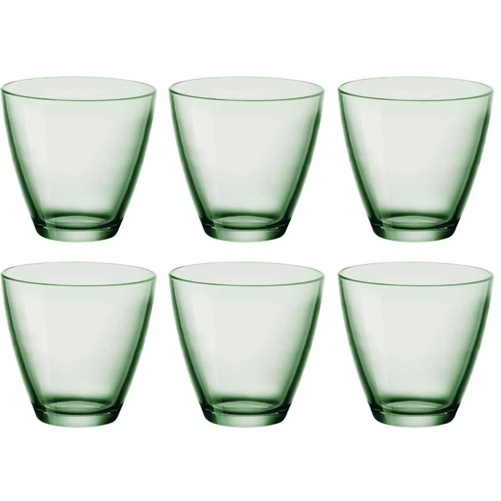 Set 6 Bicchieri in Vetro Bormioli Bicchiere per Acqua Vino Bibite Verde 26CL