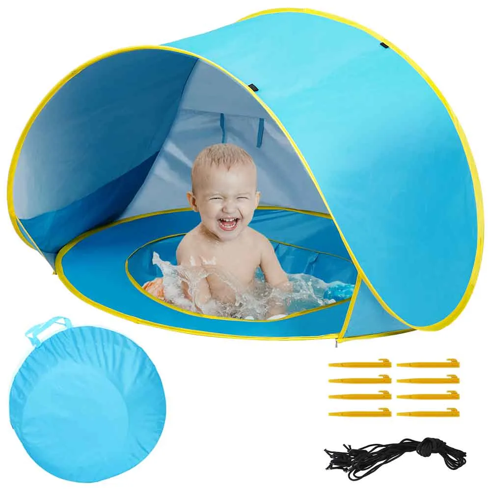 Tenda Gioco Parasole Bambini Spiaggia Mini Piscina Pieghevole Portatile Pop up