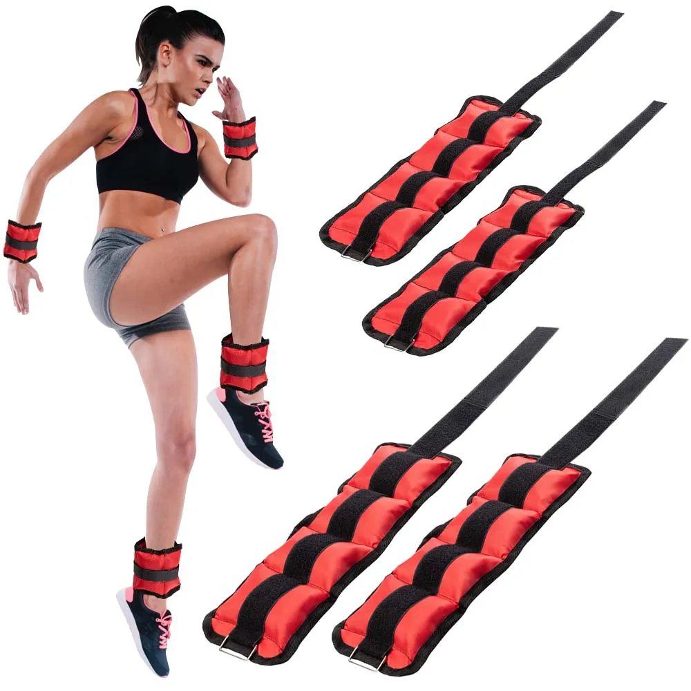 Set 4 Pesi Polsi e Caviglie 2 kg + 1 kg Allenamento Palestra Aerobica Fitness