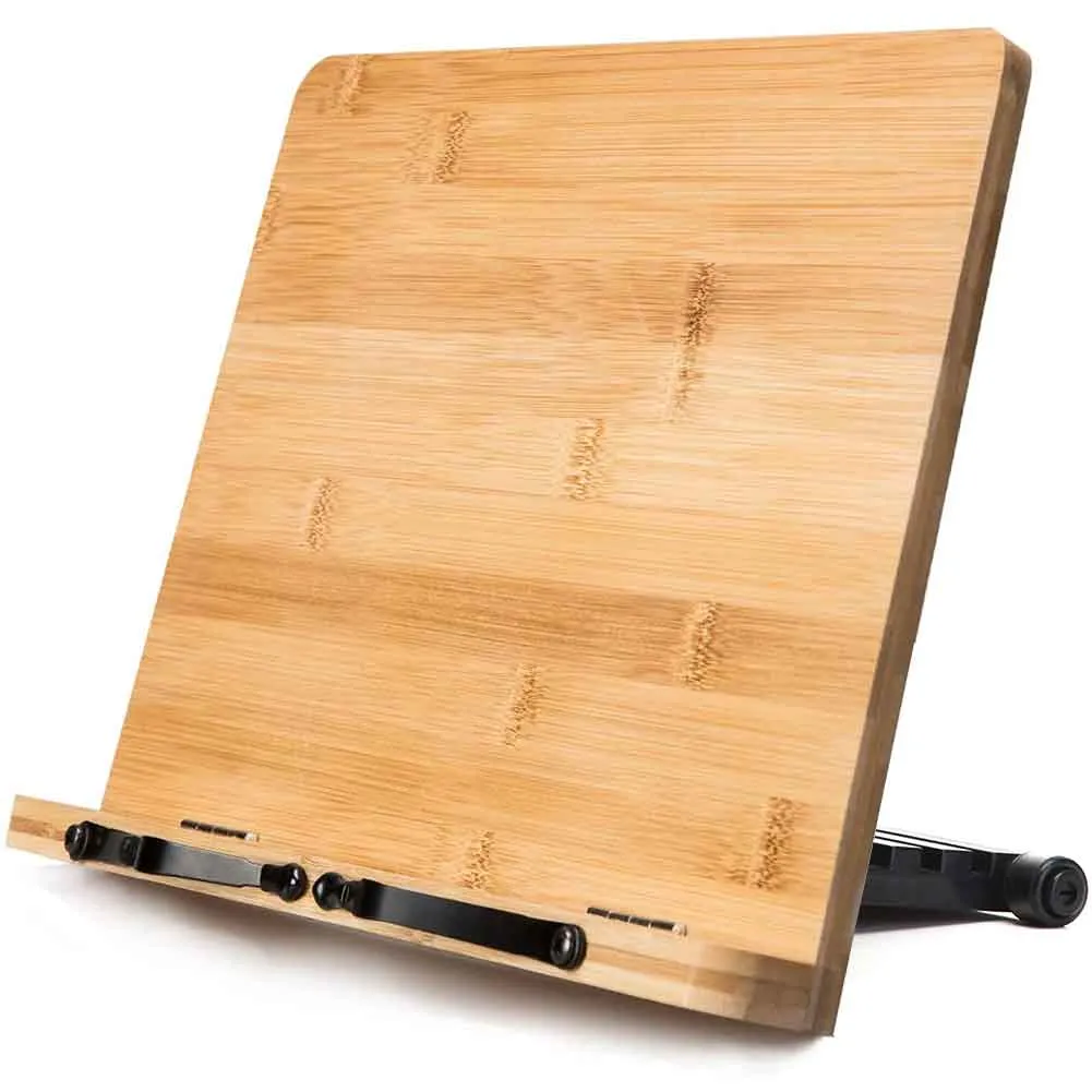 Supporto Libri da Cucina Tablet Leggio per Ricette in Legno Bambu Regolabile