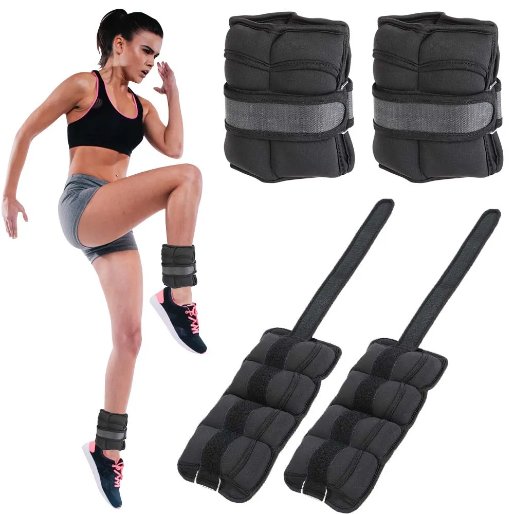 Set 2 Pesi Polsi e Caviglie 1,25 kg Allenamento Palestra Aerobica Fitness Nero