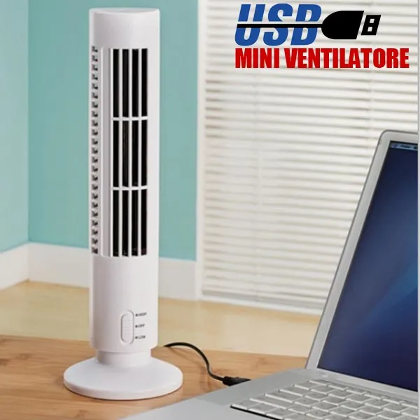 Mini Ventilatore USB Torretta Tower Fan 2 Velocita' PC Desktop Tavolo Scrivania