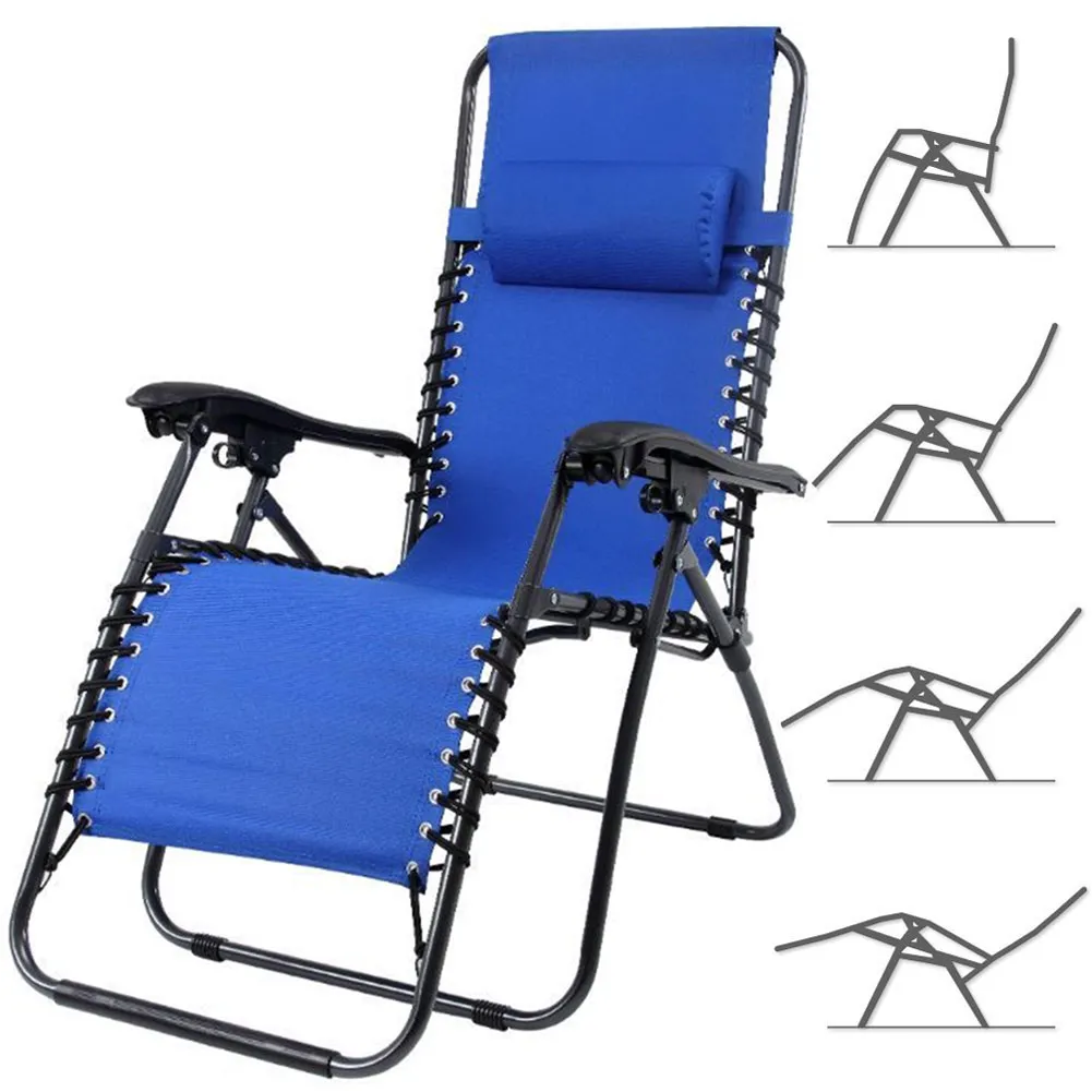 Sedia da Giardino Poltrona Relax Pieghevole Gravita Zero Acciaio Oxford BLU