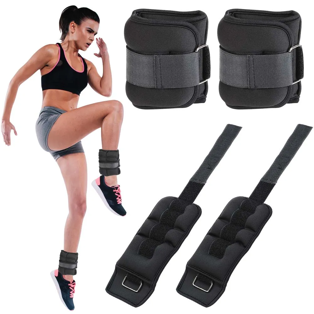 Set 2 Pesi Polsi e Caviglie 1 kg Allenamento Palestra Aerobica Fitness Nero