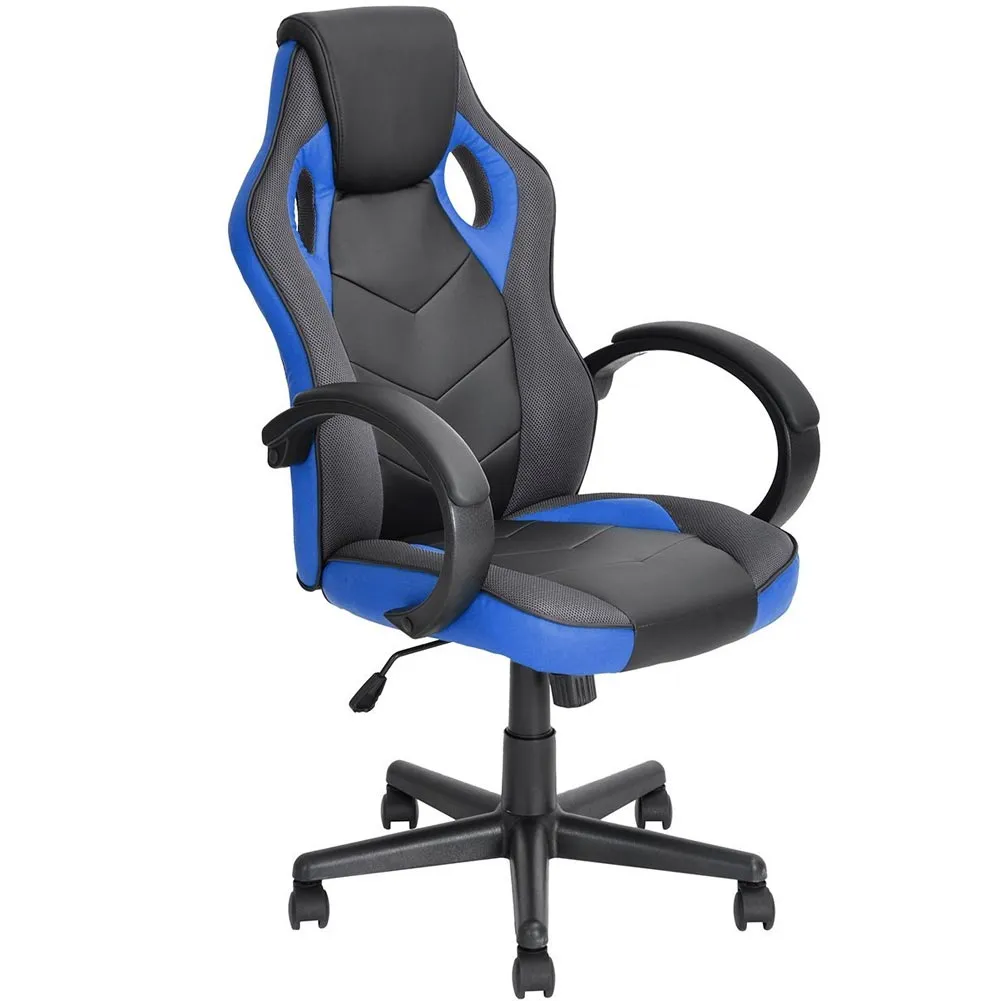 Sedia Gaming Poltrona da Ufficio Direzionale Ruote Girevoli Sportiva Racer Blu