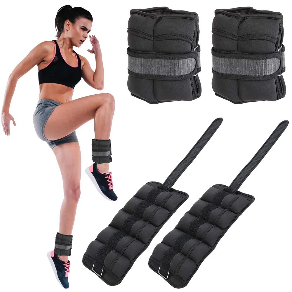 Set 2 Pesi Polsi e Caviglie 2,25 kg Allenamento Palestra Aerobica Fitness Nero