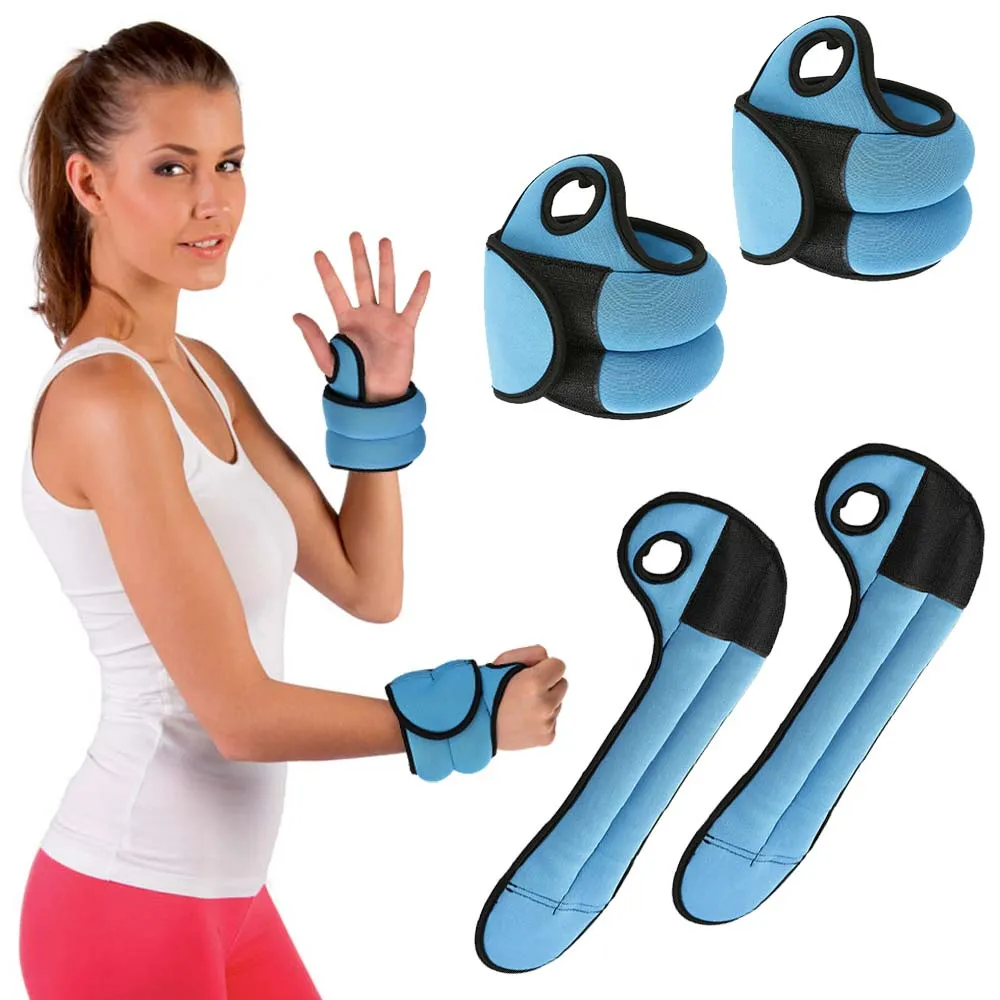 Set 2 Pesi Polsi e Caviglie 1 kg Allenamento Palestra Aerobica Fitness Blu