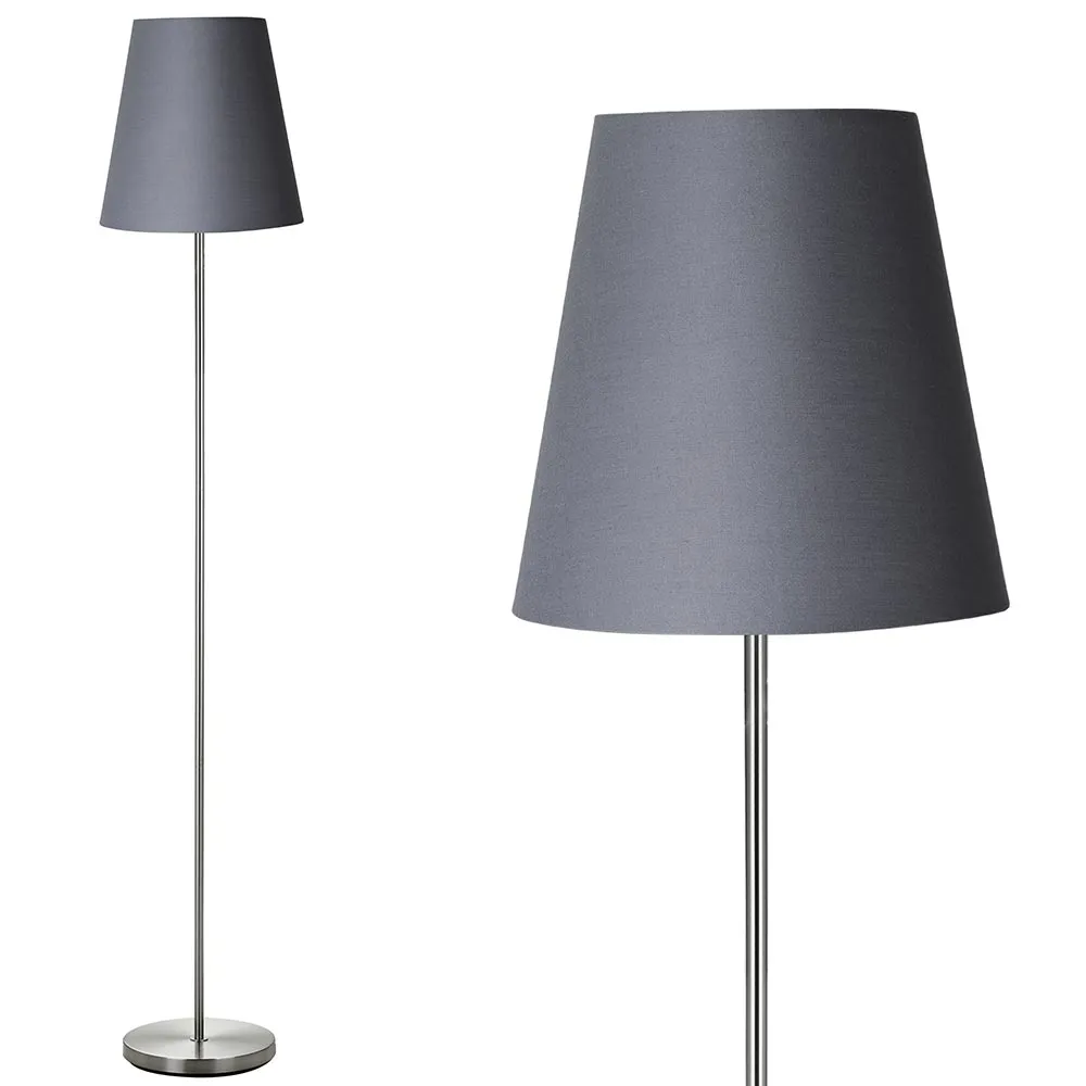 Lampada Piantana da Terra 150cm Design Moderno Paralume E27 60W Tessuto Grigio