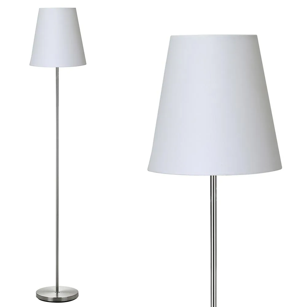 Lampada Piantana da Terra 150cm Design Moderno Paralume E27 60W Tessuto Bianco