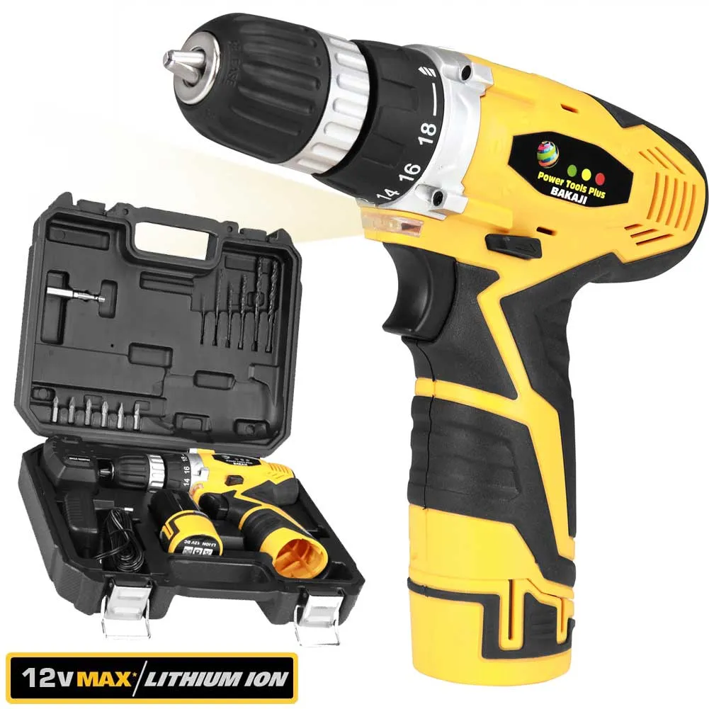 Trapano Avvitatore a Batteria al LITIO in Valigetta 12V Cordless con LED Work