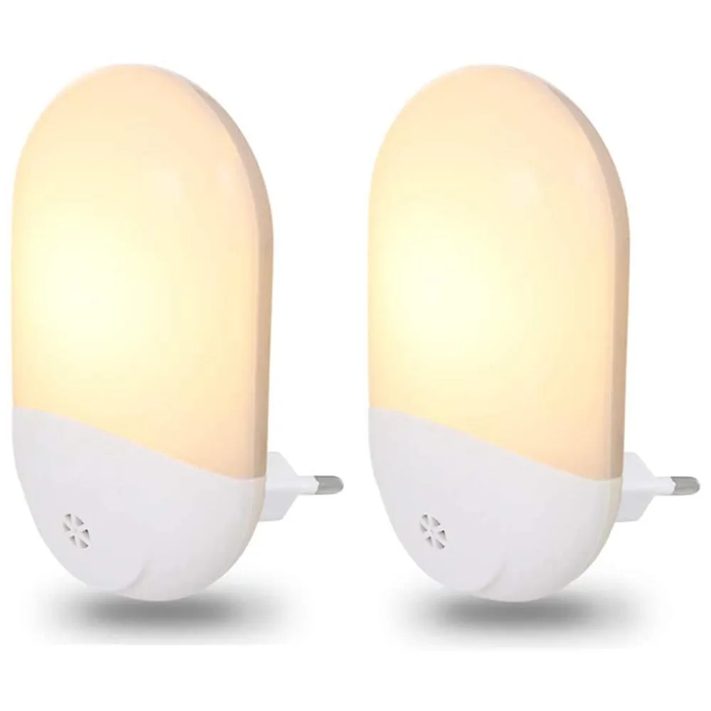 2x Lampade Notte Luce Notturna LED Bianco Caldo Sicurezza Bambini Crepuscolare