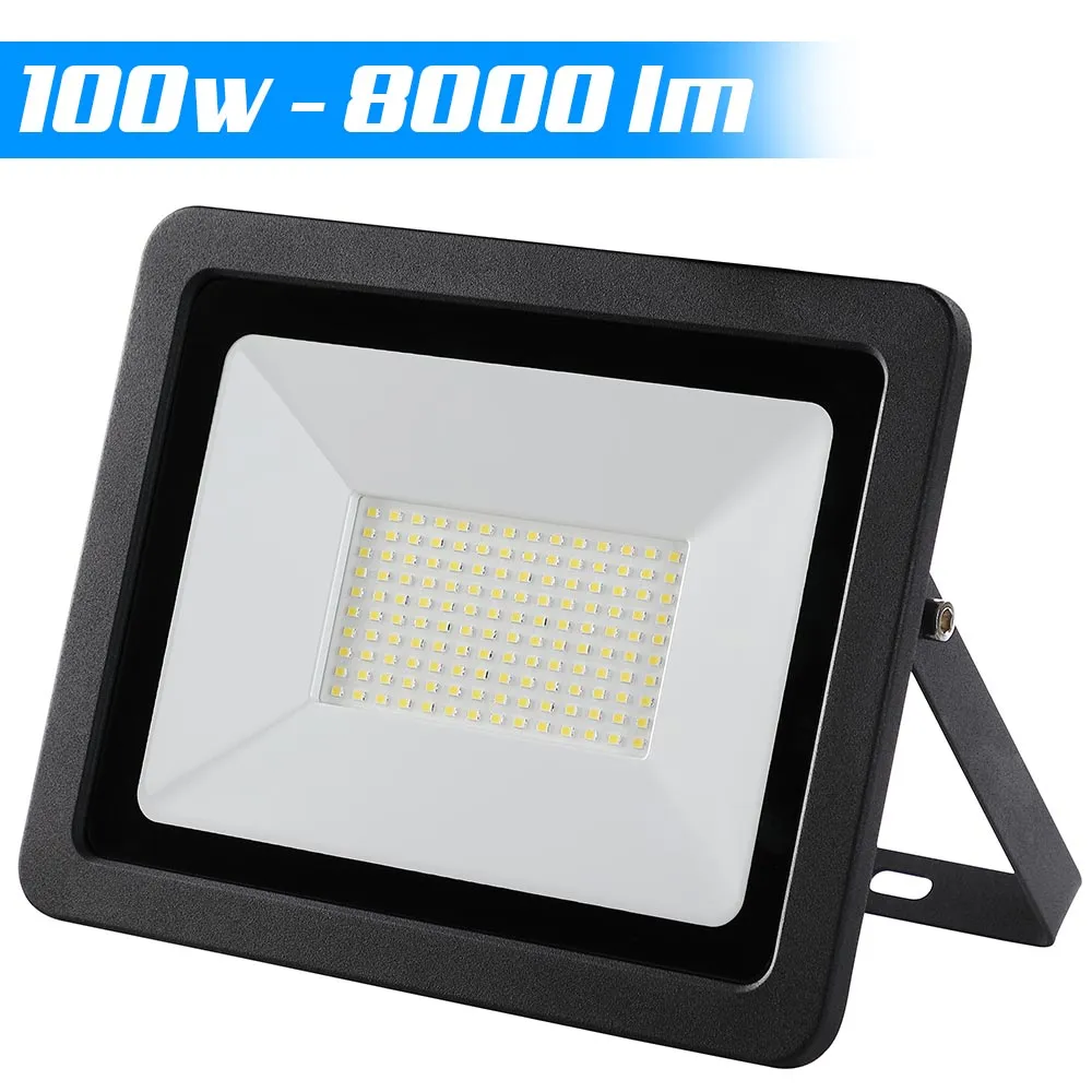 Faro Led 100W Luce Alta Luminosita 8000lm Faretto Esterno Slim Bianco Freddo