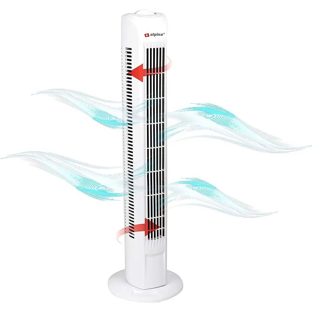 Ventilatore a Torre Colonna Oscillante 45W Alto 78cm 3 Velocita Alpina Bianco