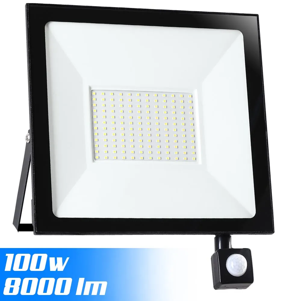 Faro LED 100W Luce Alta Luminosita 8000lm Faretto esterno con Sensore Movimento