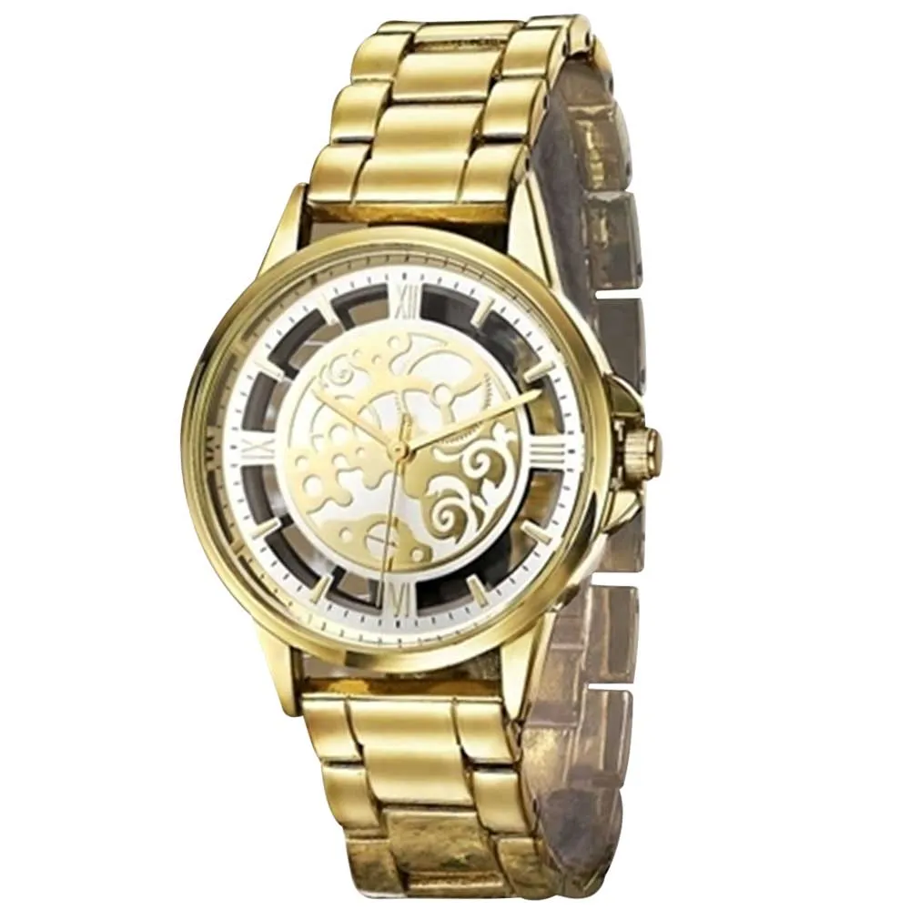 Orologio da Polso Keilah Donna Ragazza Analogioco Quarzo Cinturino Gold Acciaio