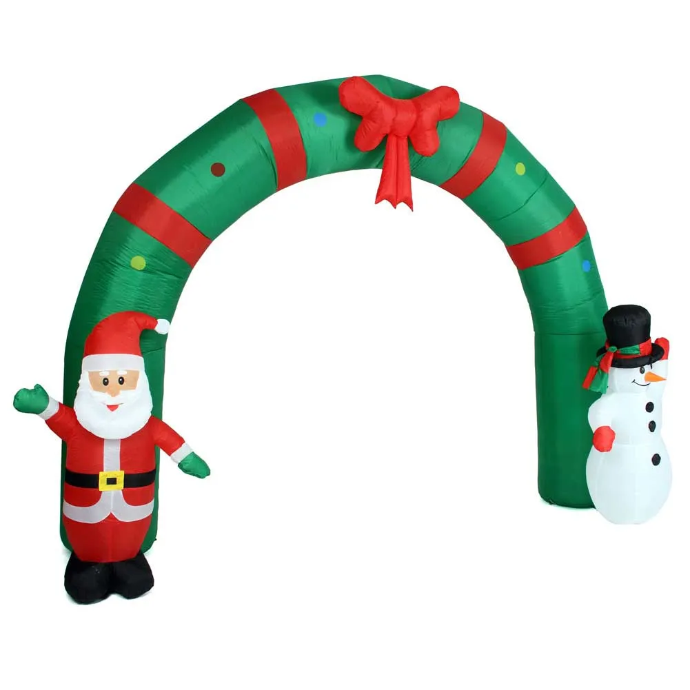 Arco Gonfiabile Natalizio con Babbo Natale e Pupazzo di Neve 300x240H cm Esterno