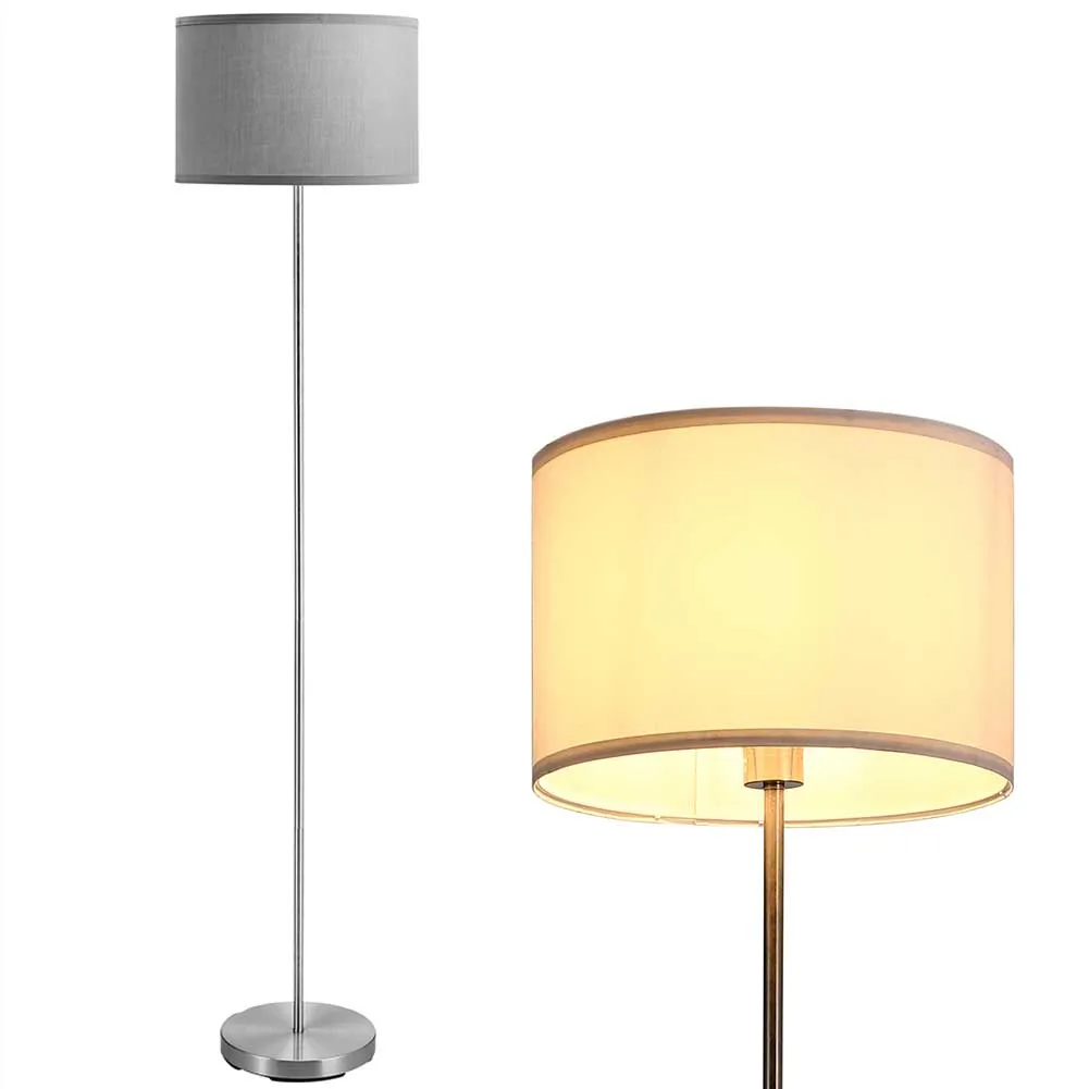 Lampada Piantana da Terra 160cm Design Moderno Paralume E27 60W Tessuto Grigio