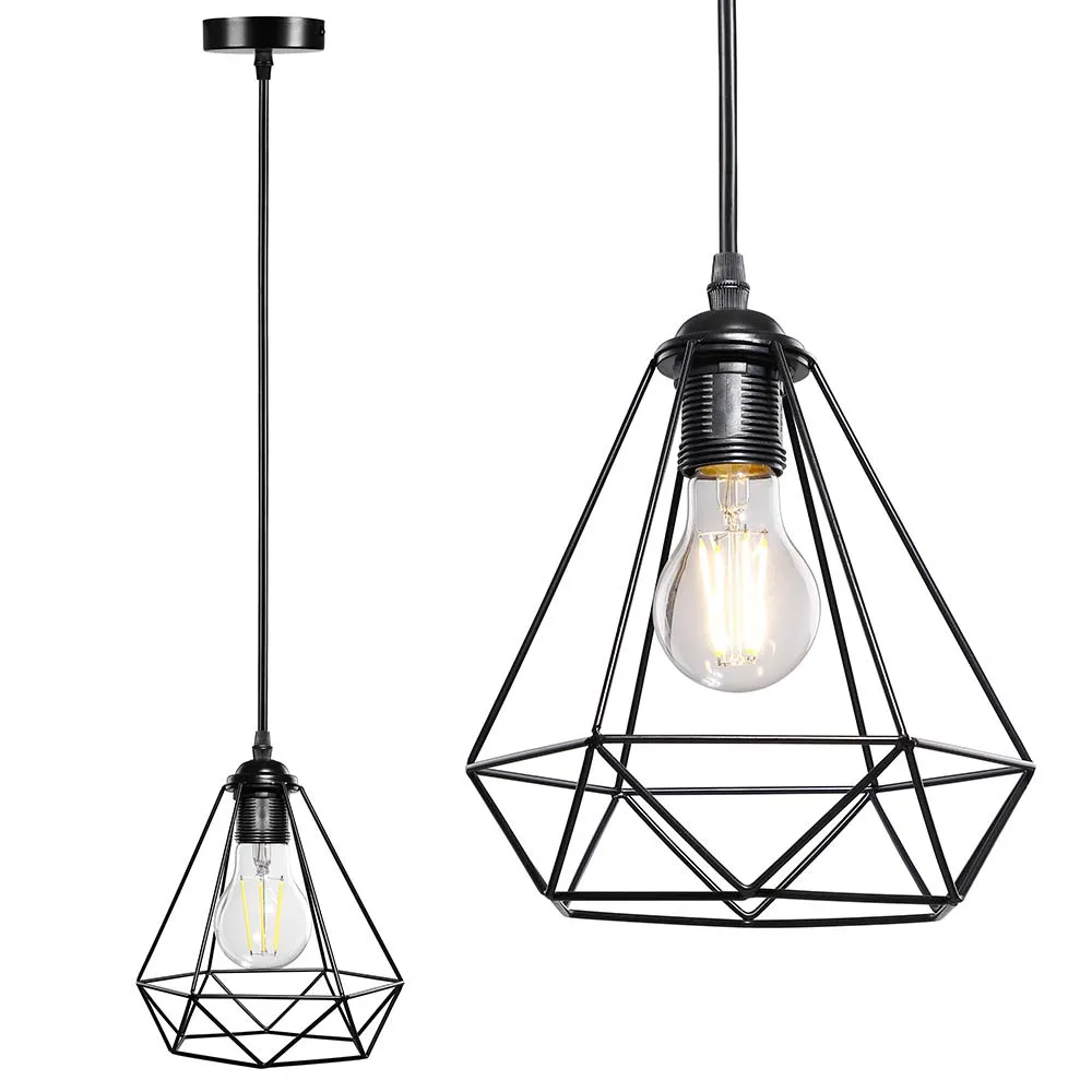 Lampadario Lampada Sospensione Design Moderno Industriale Paralume Nero E27