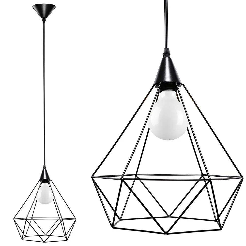 Lampadario Lampada Sospensione Design Moderno Industriale Paralume Nero E27