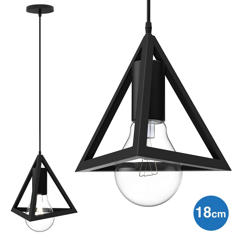 Lampadario Lampada Sospensione Piramide 18cm Design Moderno Paralume Nero