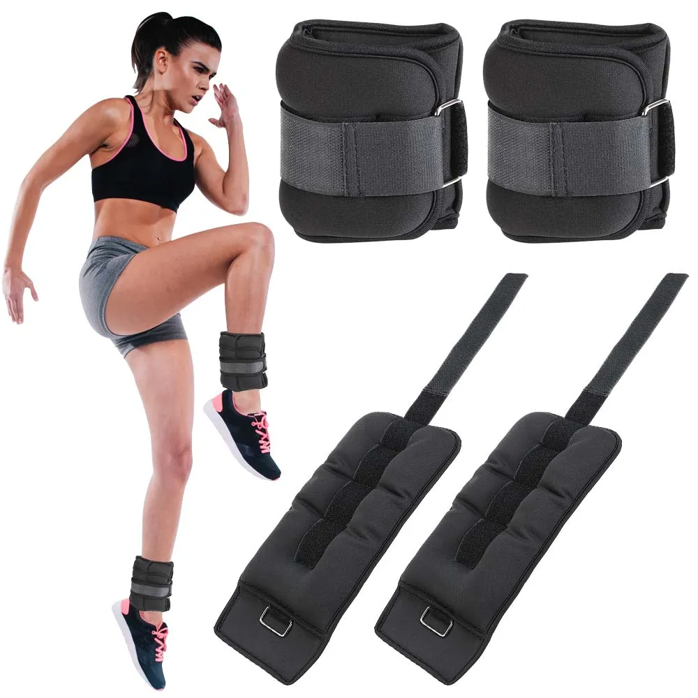 Set 2 Pesi Polsi e Caviglie 2 kg Allenamento Palestra Aerobica Fitness Nero