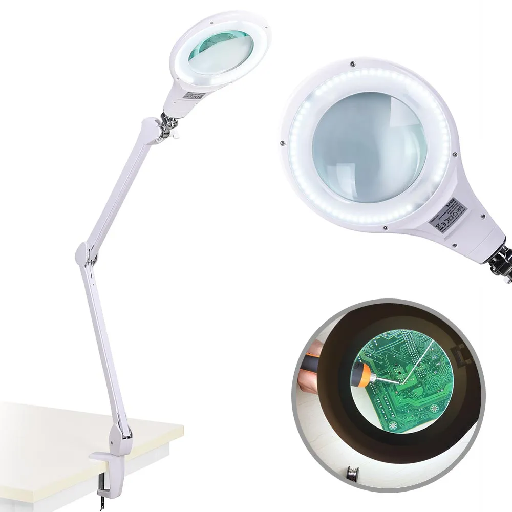 Lampada Lavoro Lente Ingrandimento 5 Diottrie Luce 60 LED Estetista Modellismo