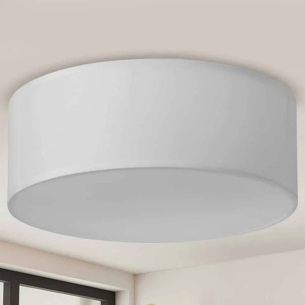 Lampadario Plafoniera in Tessuto 40cm Rotondo 4 Luci E14 Design Moderno Bianco