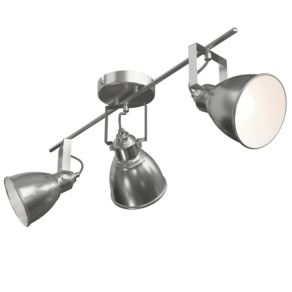 Lampadario Lampada 3 Luci Faretti Direzionabili Metallo Design Moderno E14 Silve