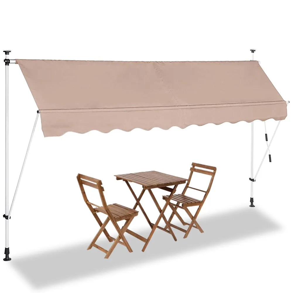 Tenda Sole Balcone Estensibile Parasole Avvolgibile Esterno con Gambe 300cm Beig