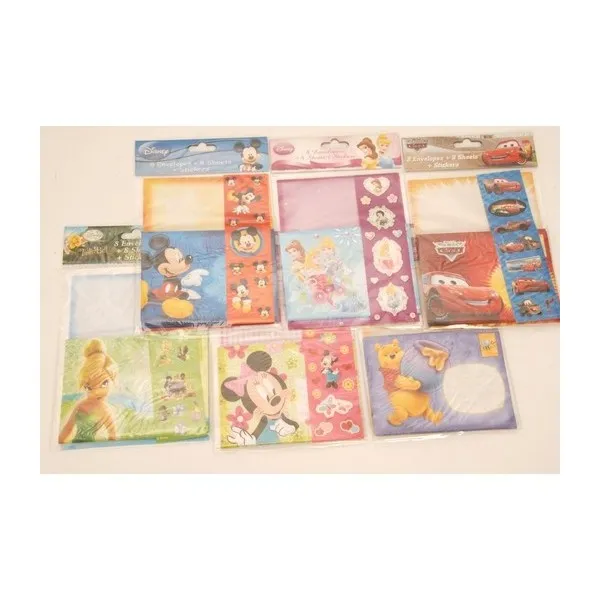 Confezione Biglietti Invito Festa Disney (8 Buste + 8 Fogli + Sticker)