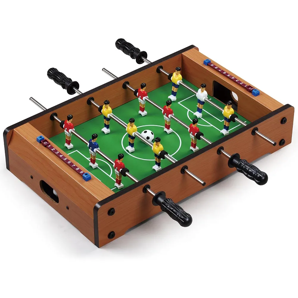 CALCIO BALILLA BILIARDINO DA TAVOLO IN LEGNO CON 4 STECCHE E 12 OMINI 51X31X10CM