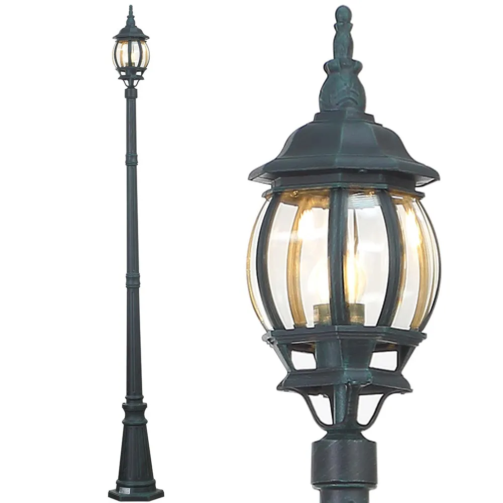 Lampione Vittoriano Classico da Giardino Lampada Esterno Alluminio 202cm Bronzo