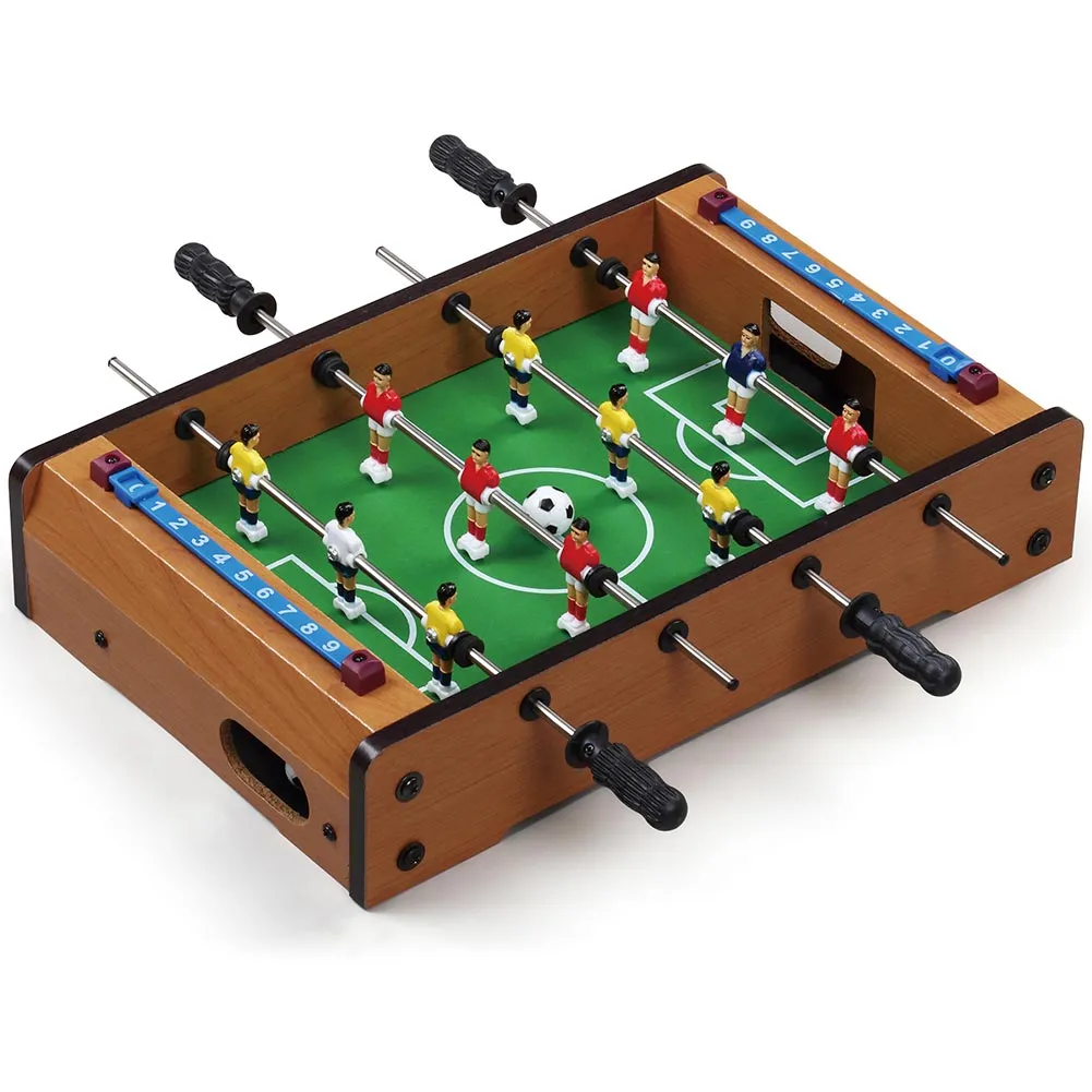 CALCIO BALILLA BILIARDINO DA TAVOLO IN LEGNO CON 4 STECCHE E 12 OMINI 35X22X7CM