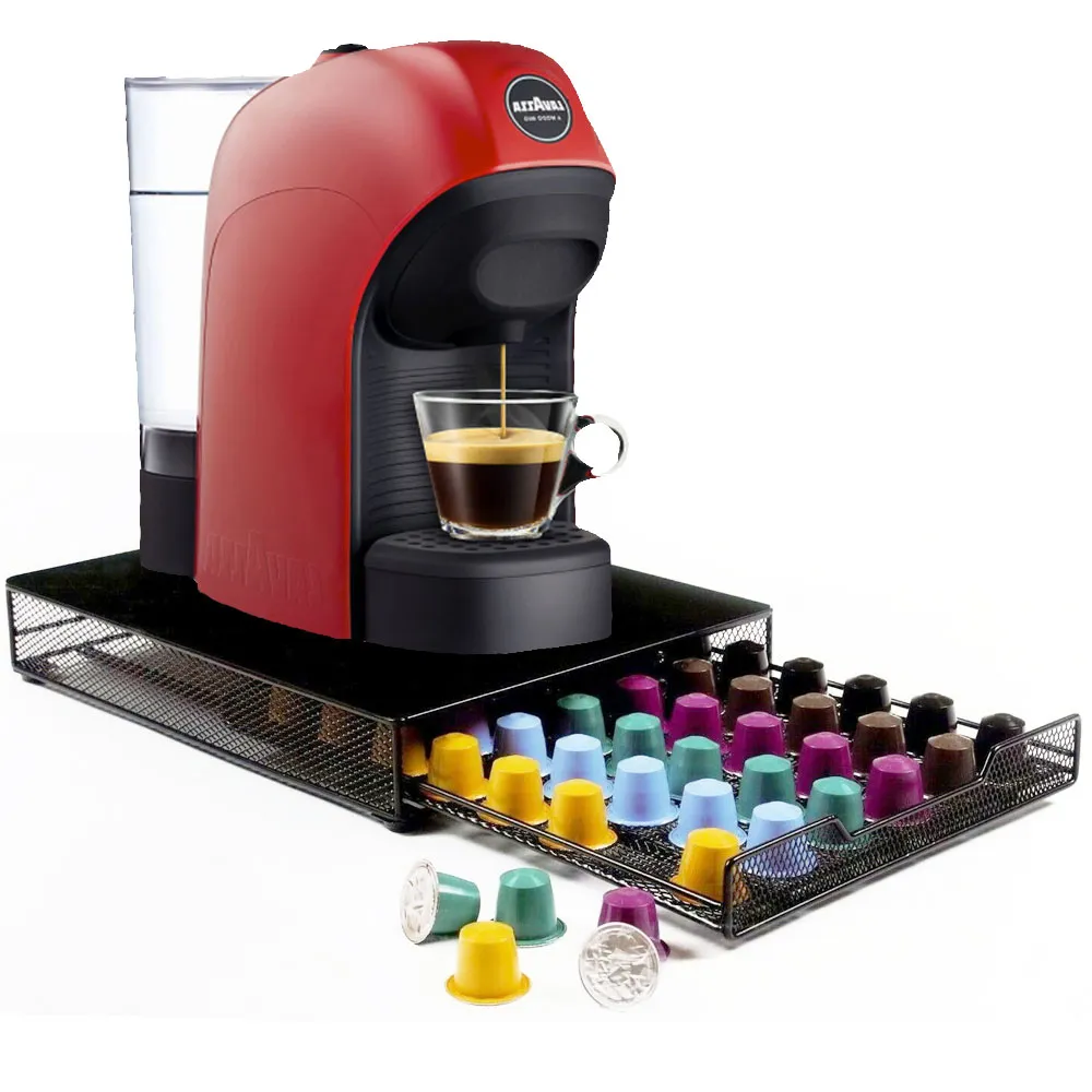 Cassetto Porta Capsule Caffe Nespresso Contenitore Metallo Estraibile 48 Posti